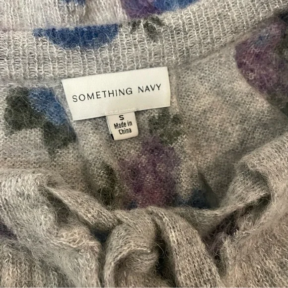 Something Navy Floral Ruffle Sweater - Picture 3 of 9